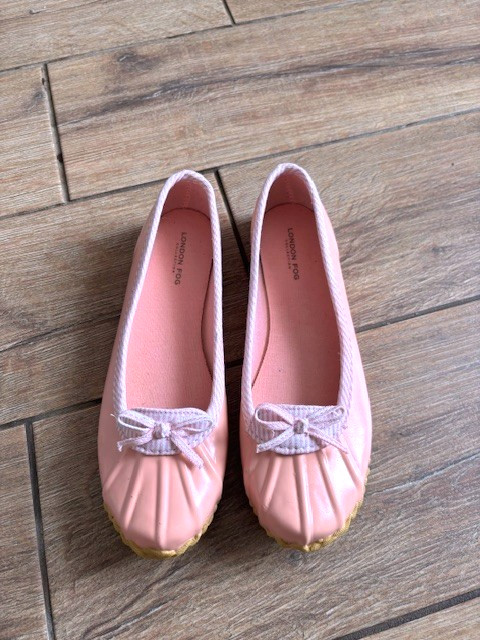 London Fog Pink Wester Women’s Duck Slip On Rubber Rain Shoes Sz 9