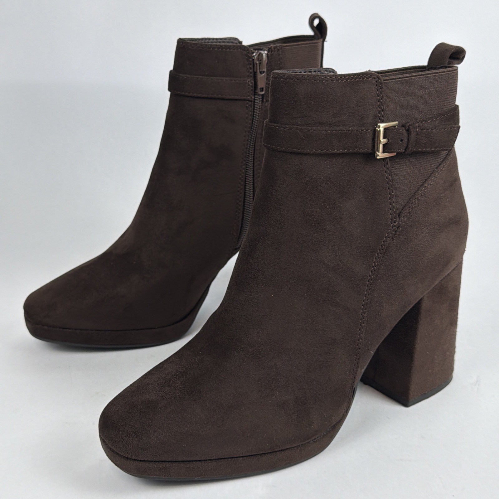 Kelly & Katie Gavan Earthy Micro Brown 3.5in Heeled Lace-up Bootie Womens 8.5M