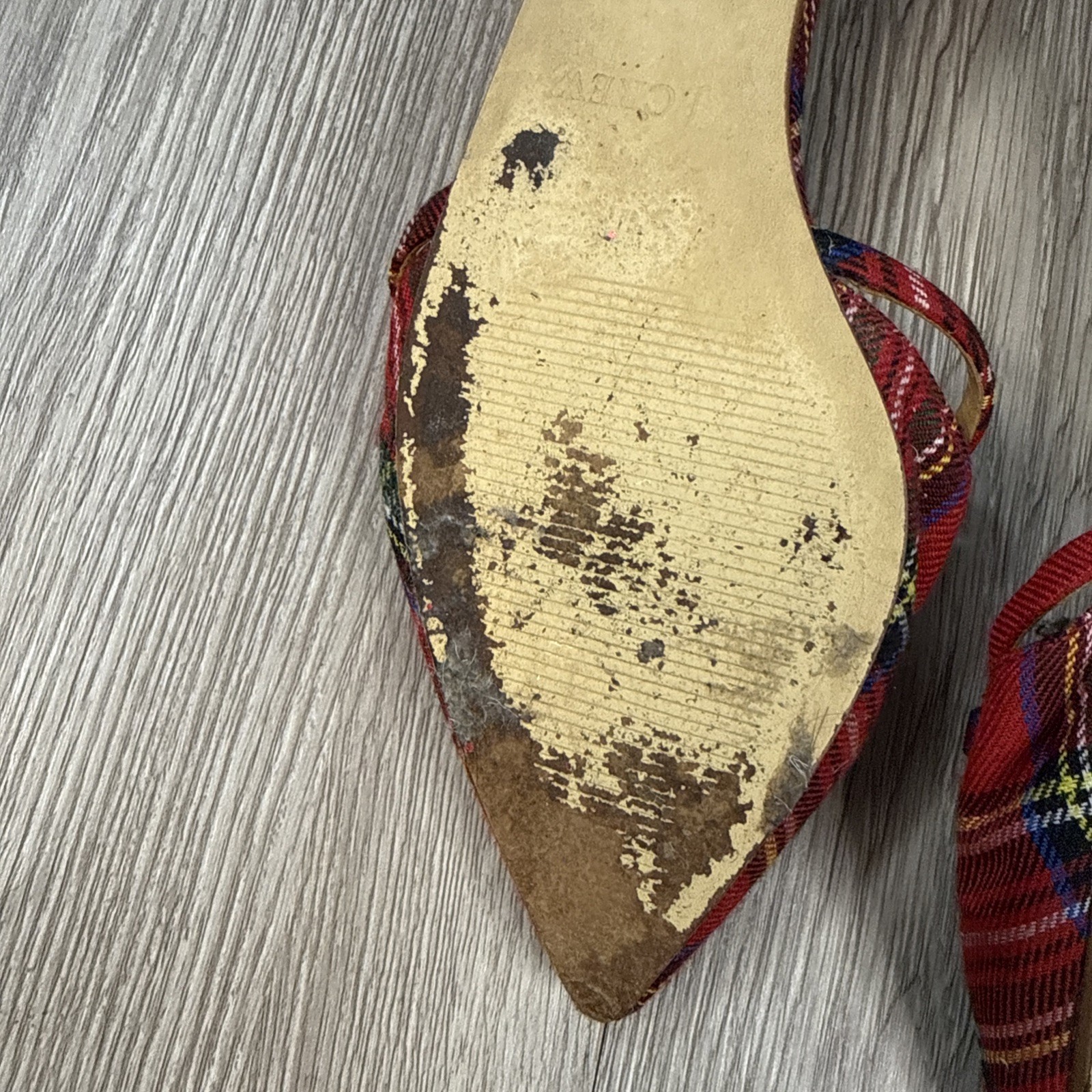 J. Crew Tartan Plaid Mini Bow Flats Women’s Red Plaid Pointy Toe Preppy Size 8