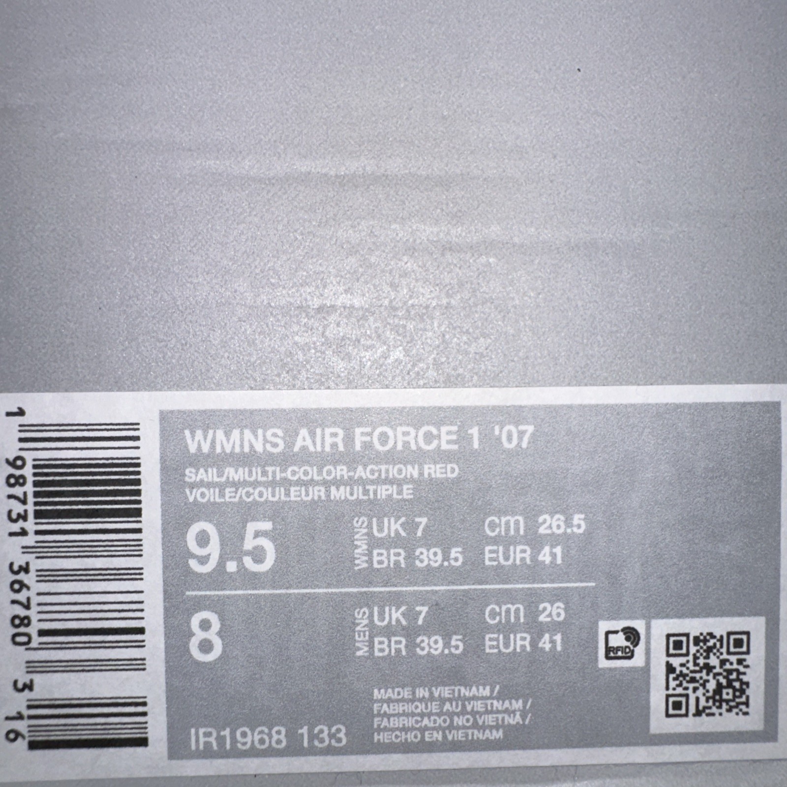 Nike Women’s Size 9.5 Air Force 1 ’07 (IR1968 133) White Basketball Sneaker