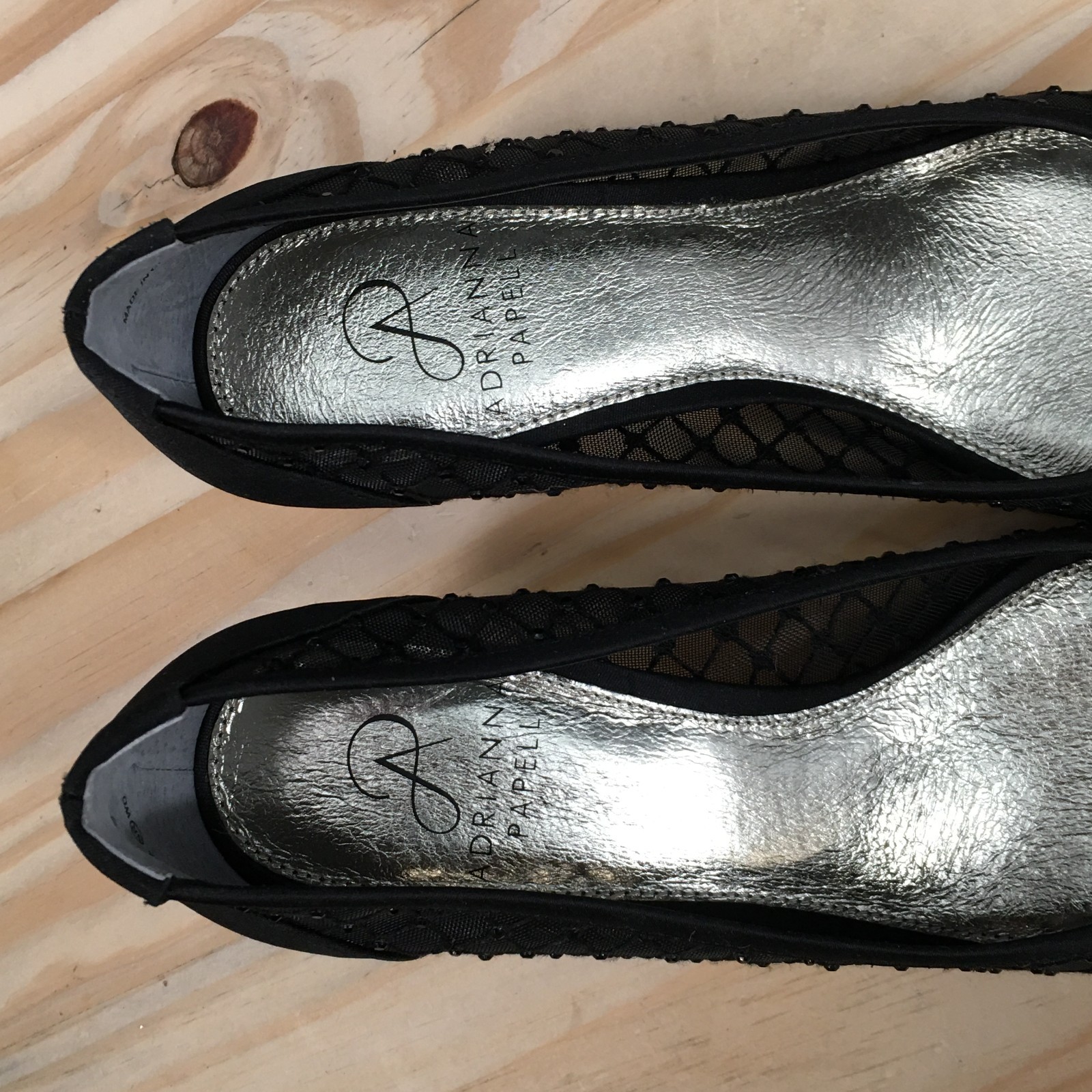 Adrianna Papell Heels Womens 7 M Jamie Slip On Peep Toe Kitten Pumps Black