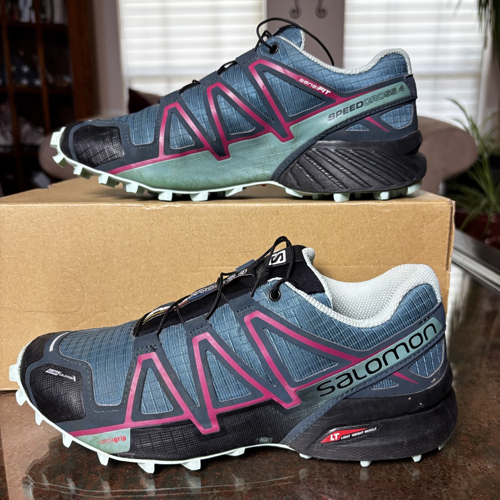 Salomon Speedcross 4 Shoes Women’s 7 Blue Black Trail Running Athletic Sneakers