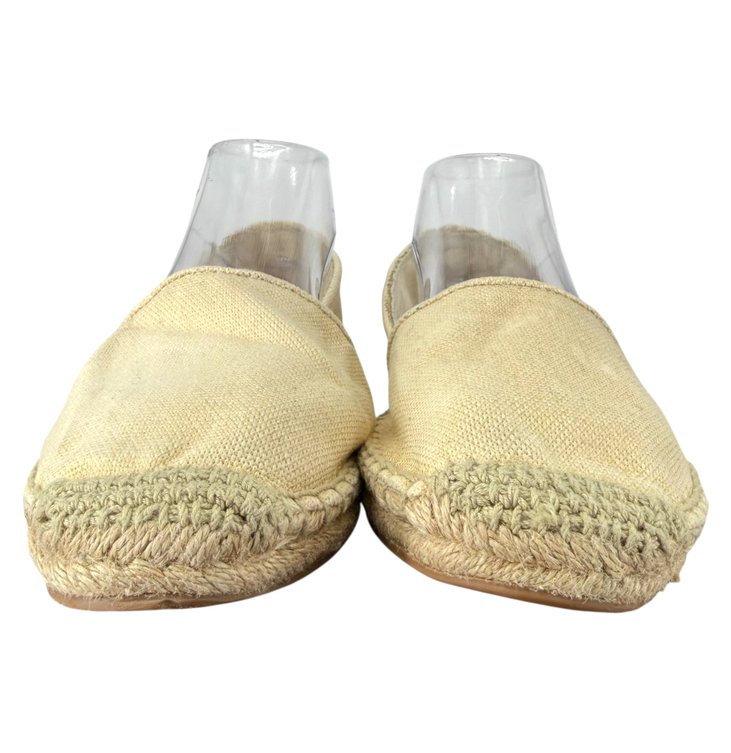 Lilly Pulitzer Lia Espadrille Flats 10 Beige Gold Canvas Slip On Round Toe Jute