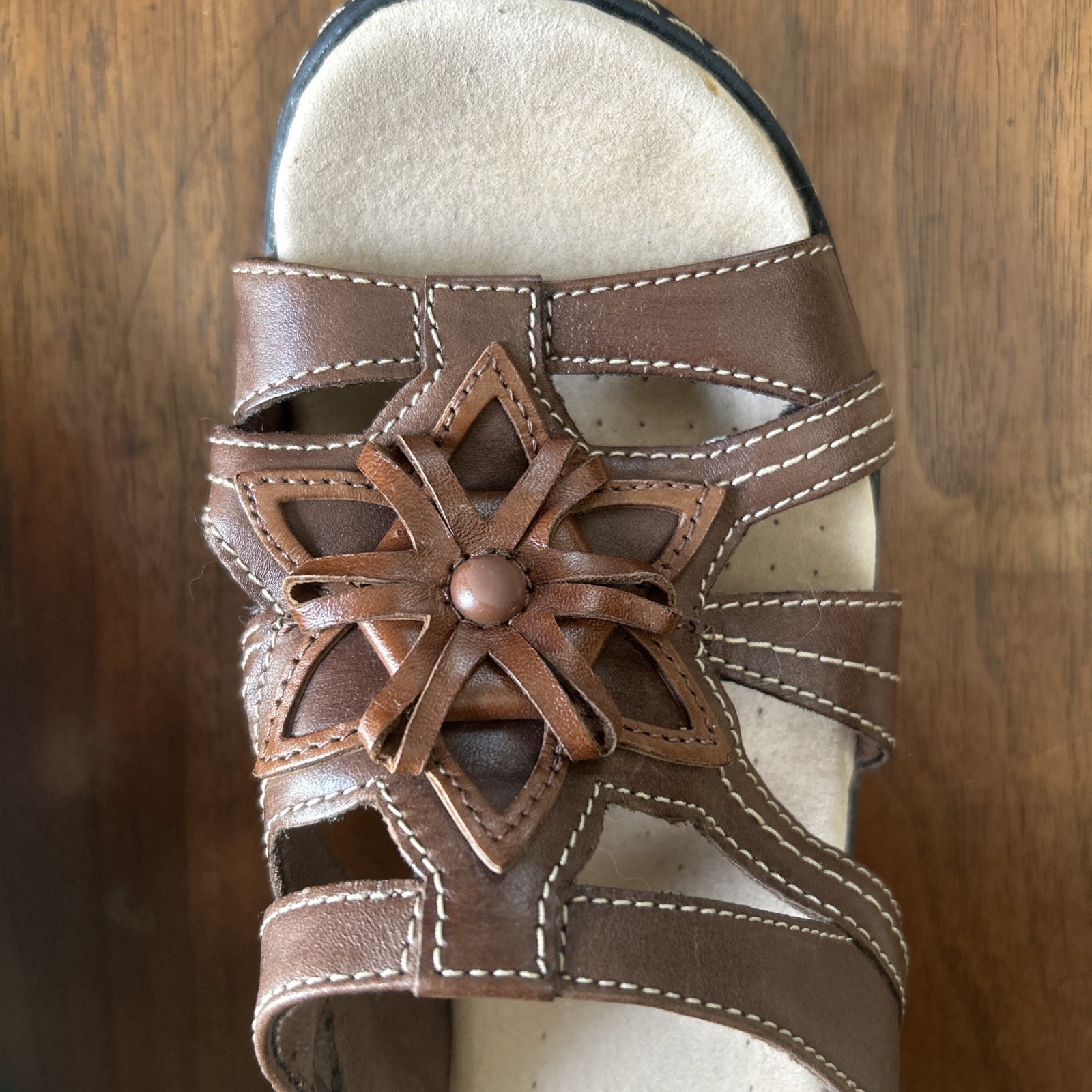 CLARKS Women’s Delana Venna Slides Sandals Brown Leather Shoes 7M