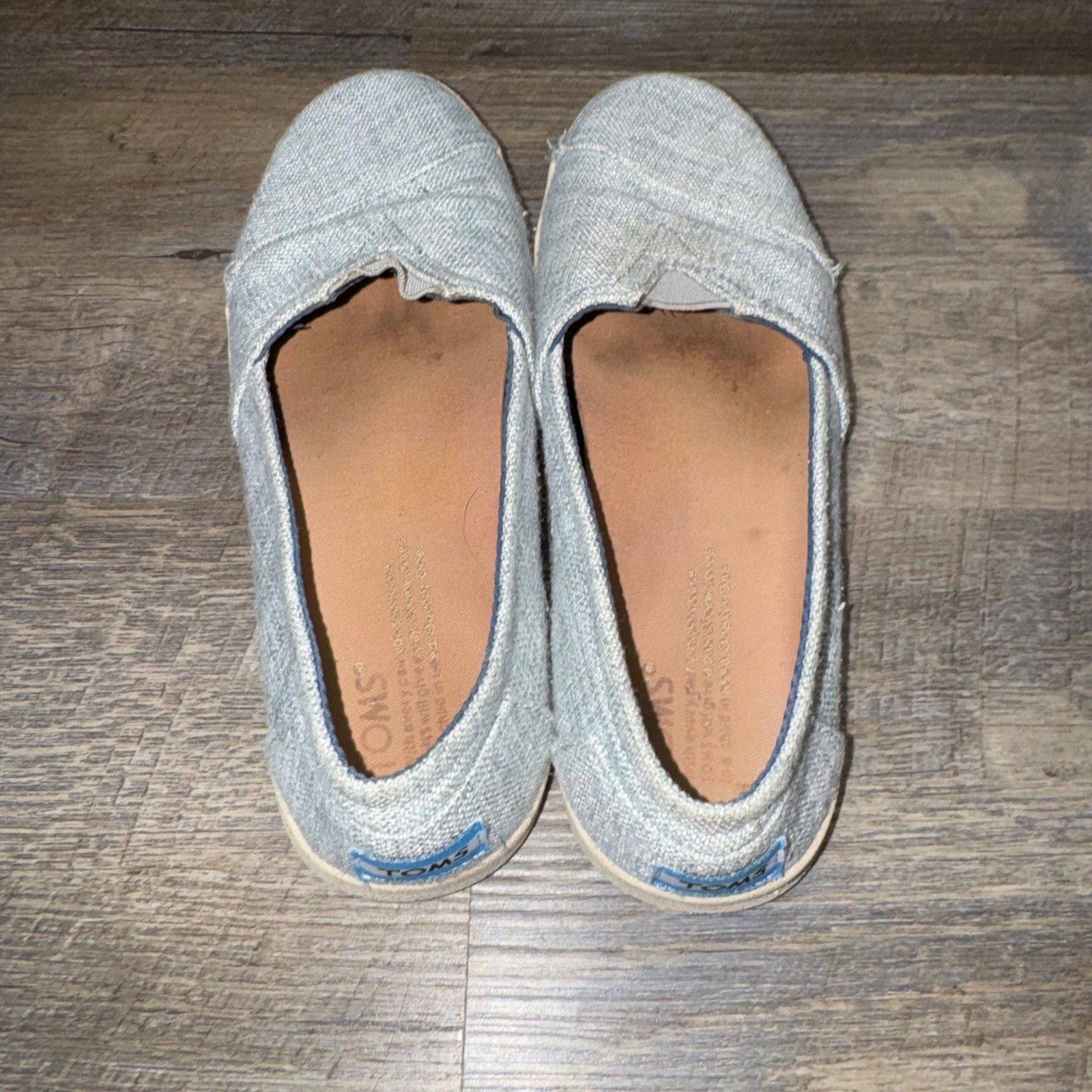 TOMS Classic Alpargata Grey Textured Canvas Slip On Flats Womens 6.5 10009986