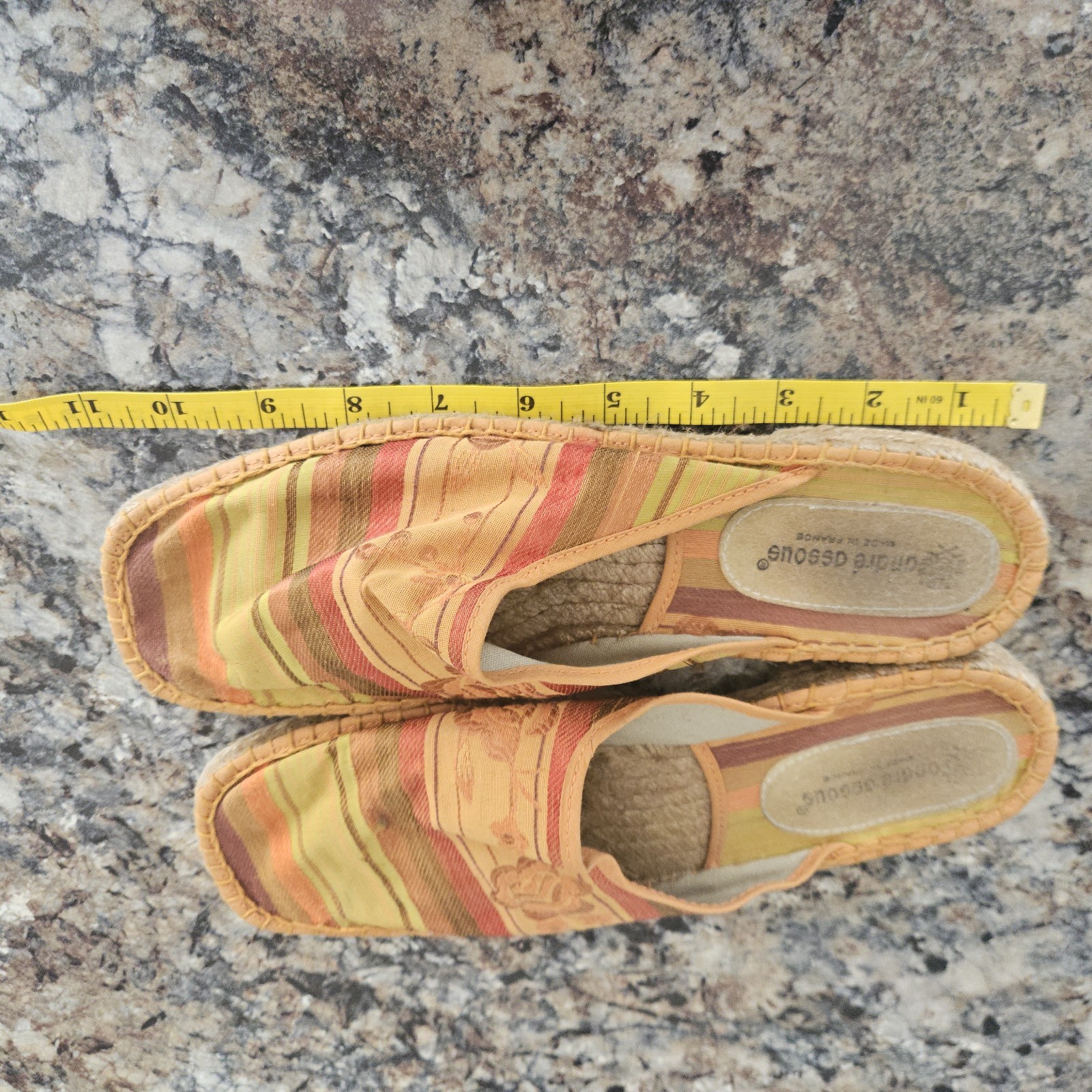 Vintage 90s André Assous Tapestry Espadrille Mules Made in France Brocade Luxury