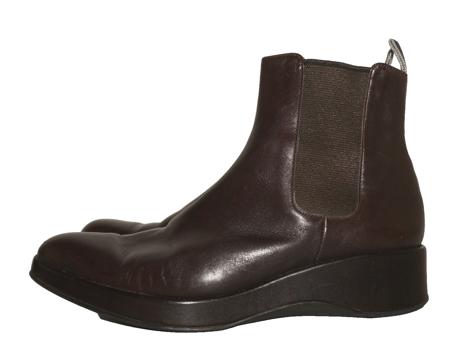 Vintage ROBERT CLERGERIE Brown Leather Platform-Wedge Chelsea Boots US 7