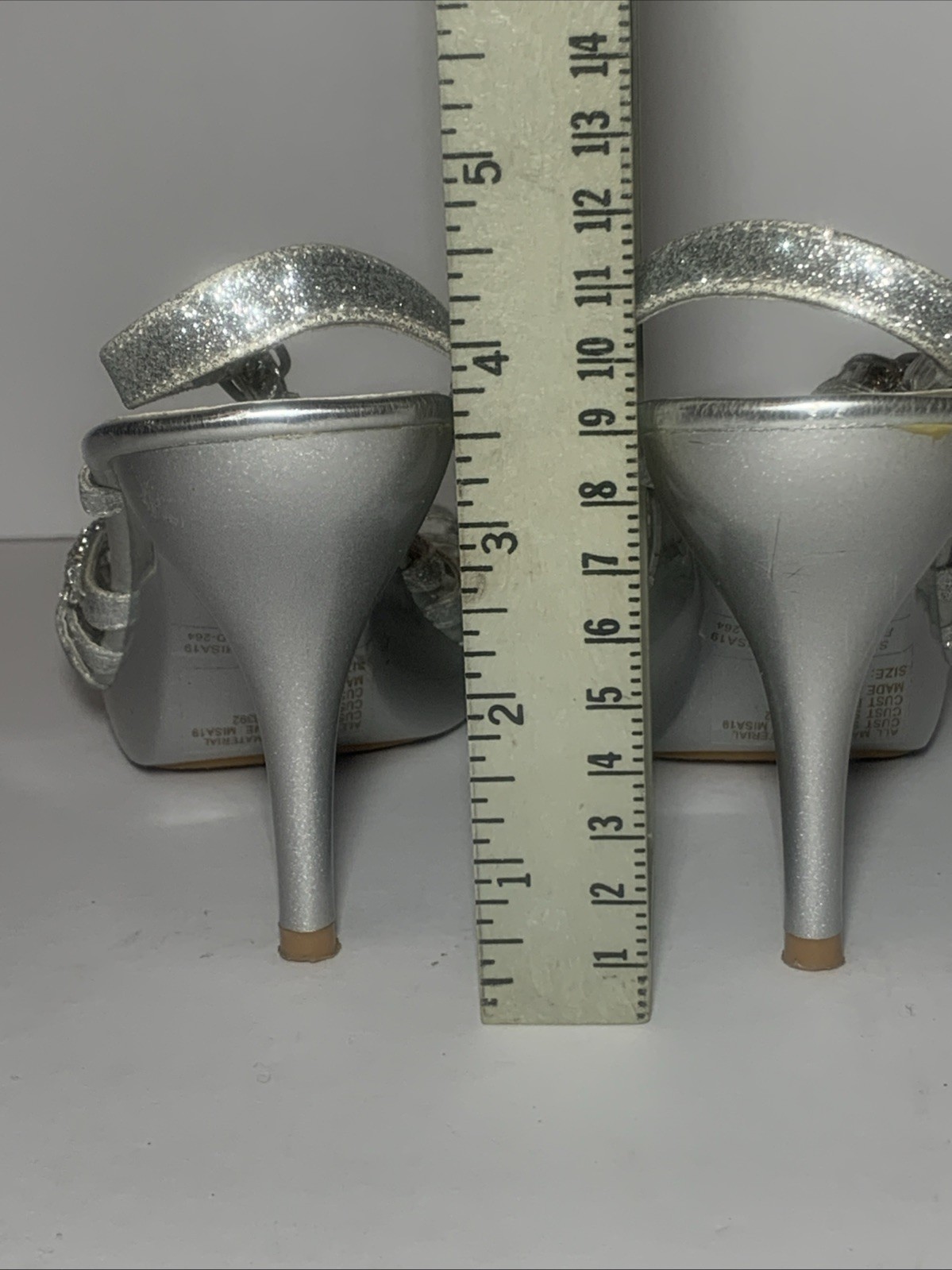 Stiletto Heels Wedding Prom Strappy Shoes Silver Glitter Rhinestone 7M