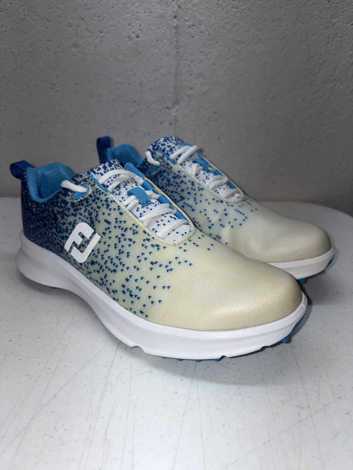 NEW FootJoy Flex Golf Shoes Womens 8.5 M Blue White Spikeless Athletic 92923