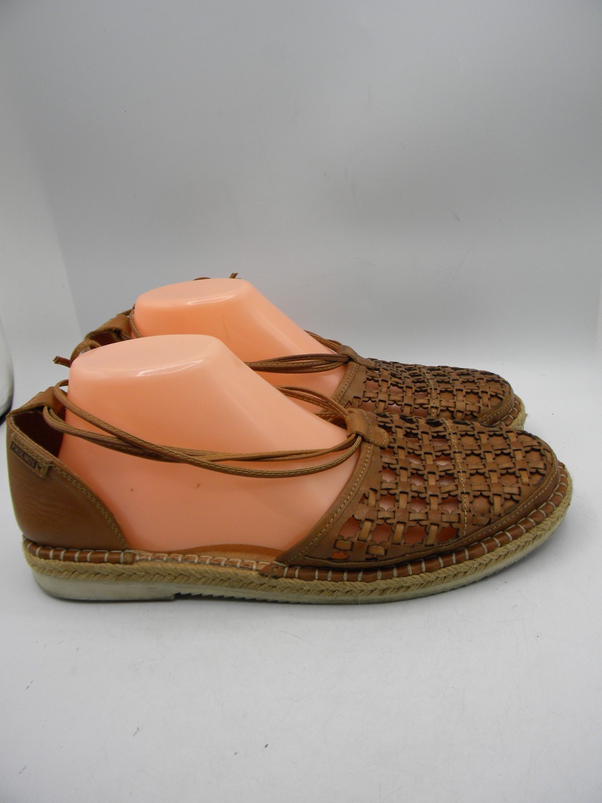 PIKOLINOS Cadamunt Brandy Leather Ankle Wrap Espadrille Size 40