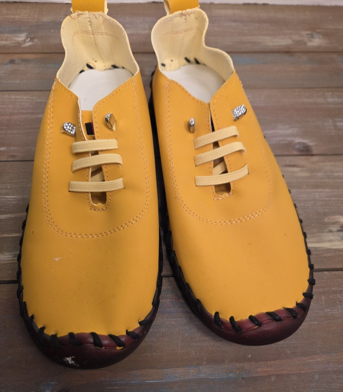 Oyedens Women’s US 10/EU41 Yellow Fashion Sneakers Casual Vegan Leather Lug