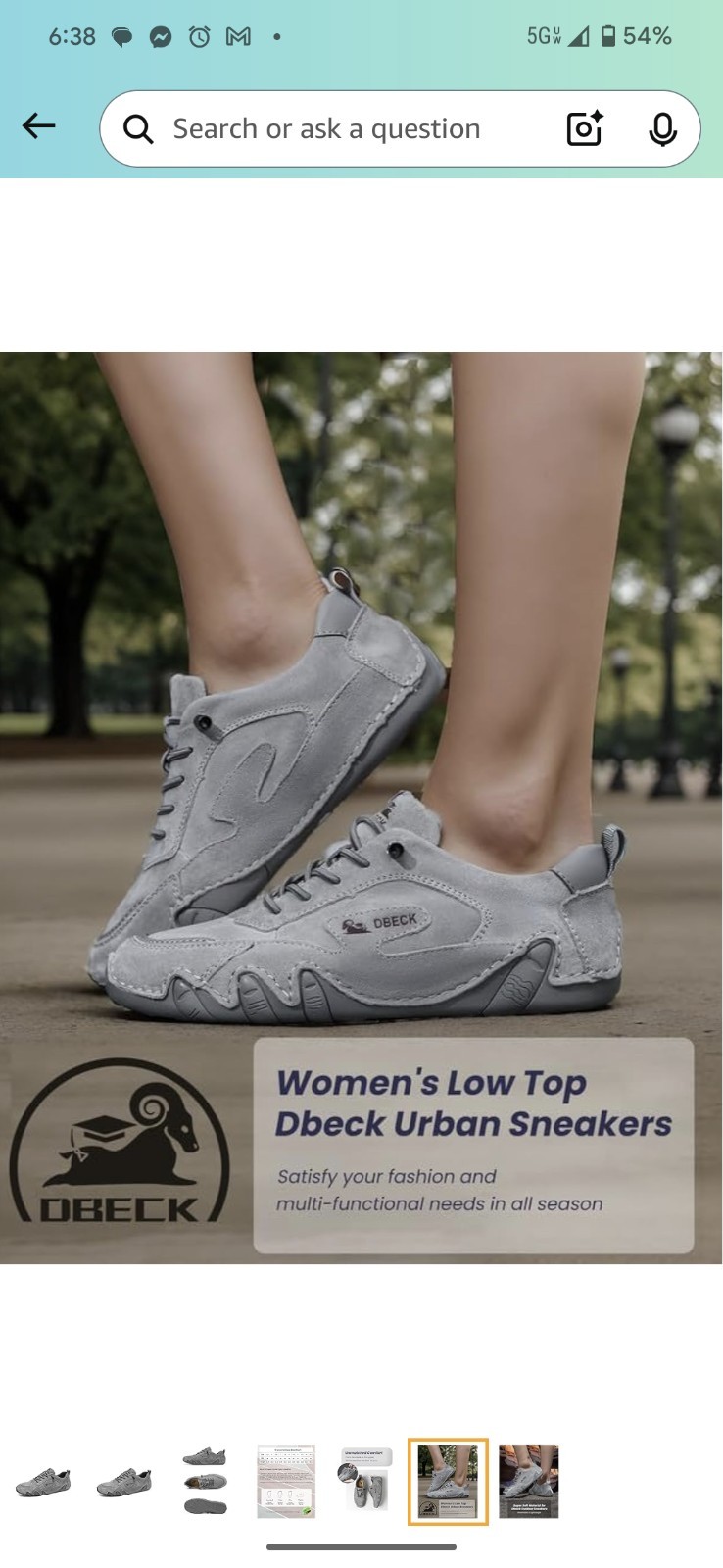 Dbeck Women’s Fashion Casual Walking Shoes Retro Leather Lightweight Li Grey 9.5