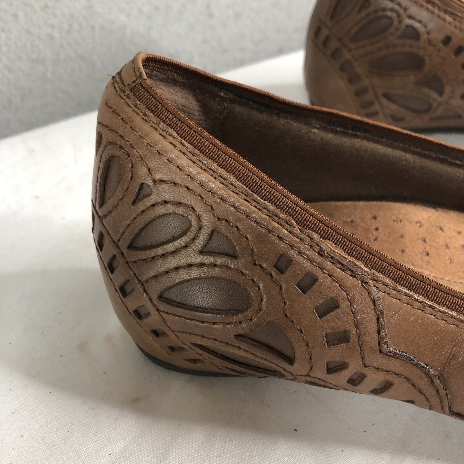 Rockport Flats Womens 7.5 Brown Cobb Hill Comfort Leather Cut Outs 100028