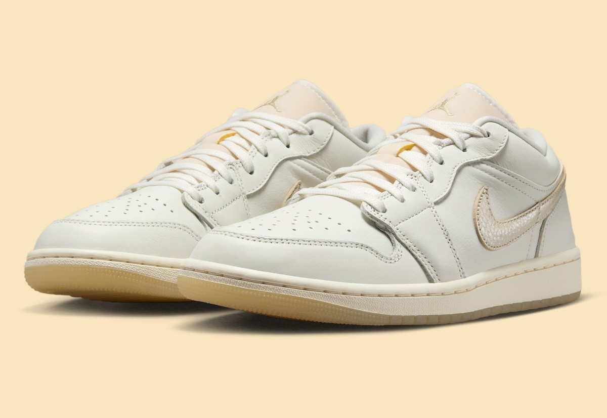 Nike Women’s Air Jordan 1 Low SE Shoes Sail Pale Ivory Team Gold HV5157-100 NEW
