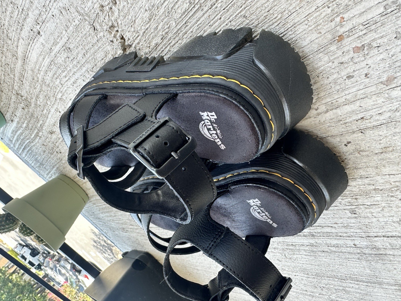 Dr. Martens Mattison 2 Strap Platform Sandals Black Leather Women’s Used