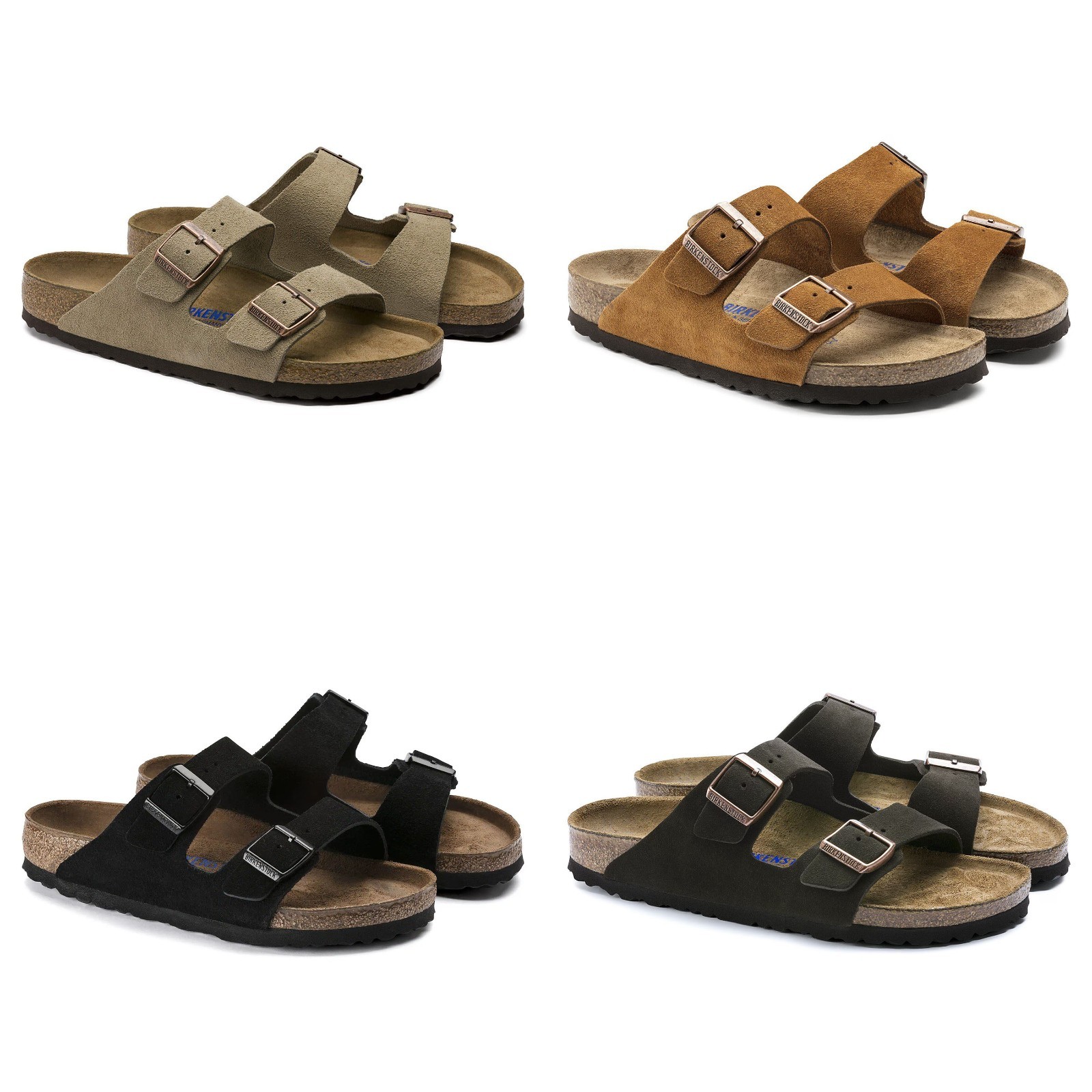 Birkenstock Arizona Soft Footbed Suede Unisex Sandals – Taupe Mink Black Mocha