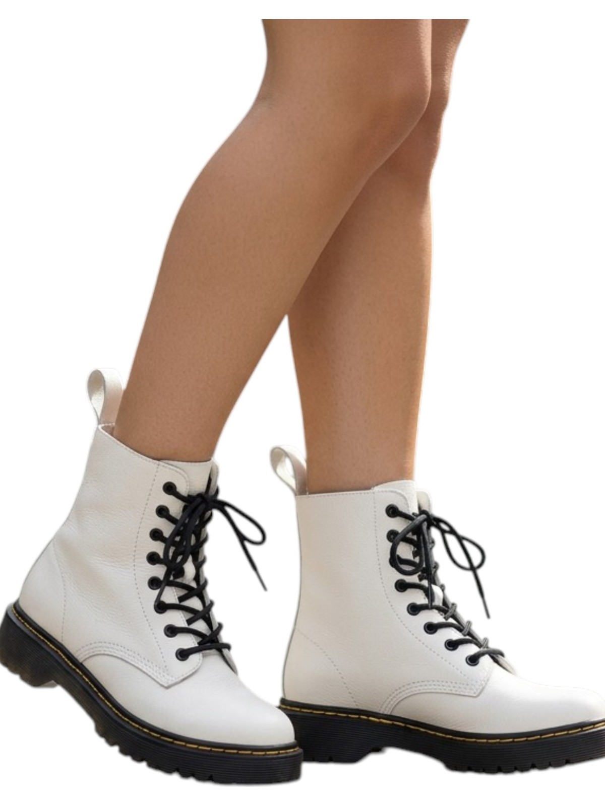 Unionbay Hayden Boots Womens Size 9 White Faux Leather Combat Zip Lace Up Ankle