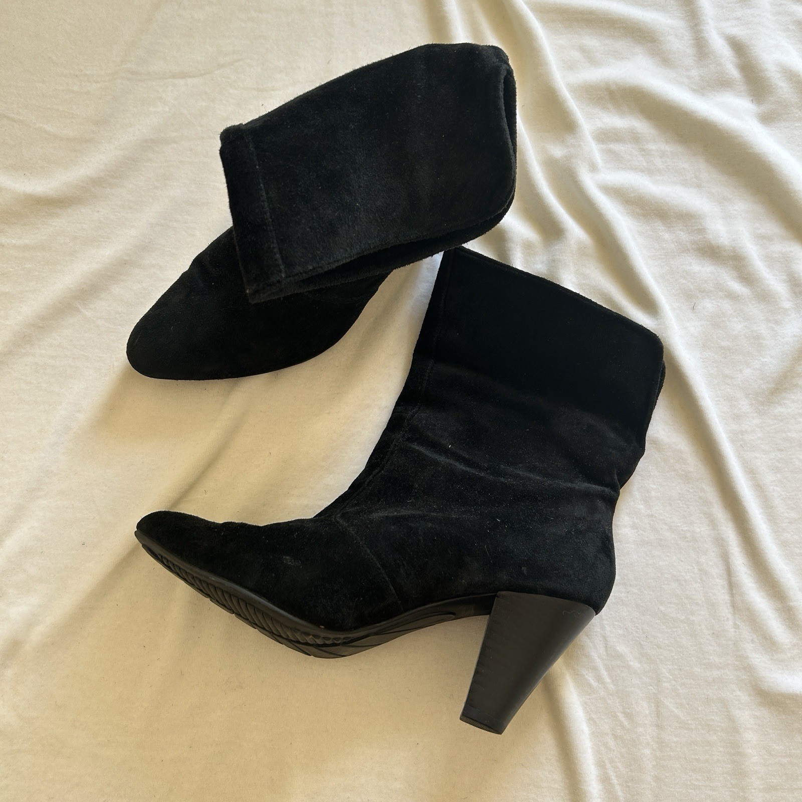 White Mt. Suede Ankle Boots Booties Women’s 7 Black Dressy Casual Party Fall