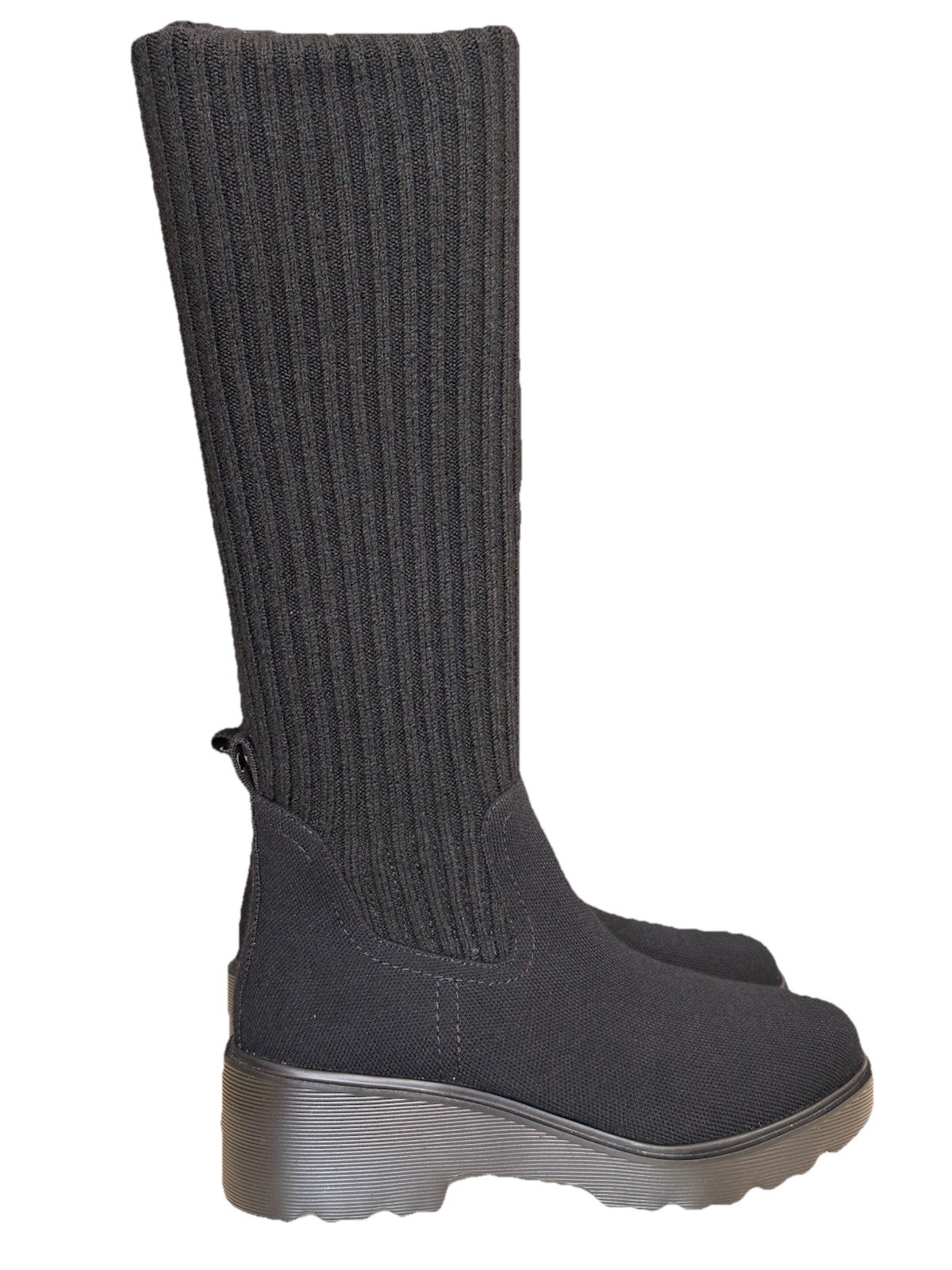 NEW Vivaia Eduarda Knee High Wool Black Boots Chunky Lug 40/US 10 Platform NEW