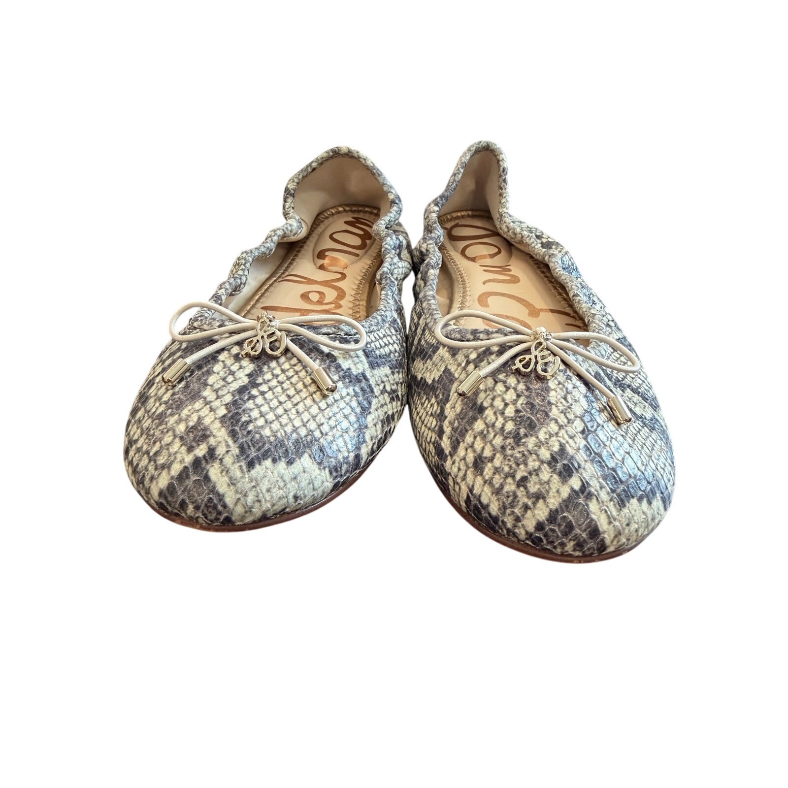 Sam Edelman Felicia Ballet Roccia Snake Print Gray Cream Size 7.5 Classic
