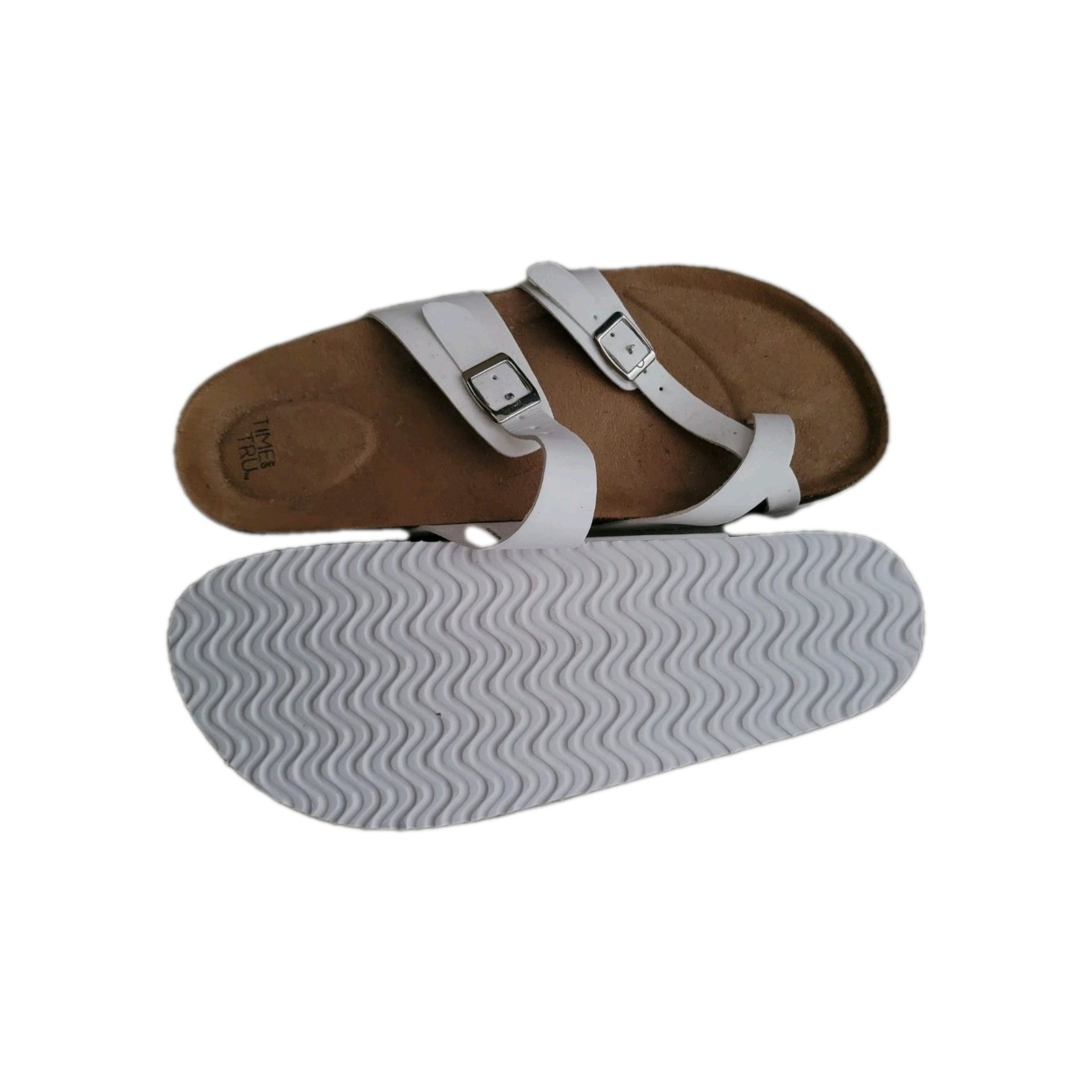 Time and Tru Flats Thong Sandals White Slip Ons WMTT23AM084 Womens Size 11