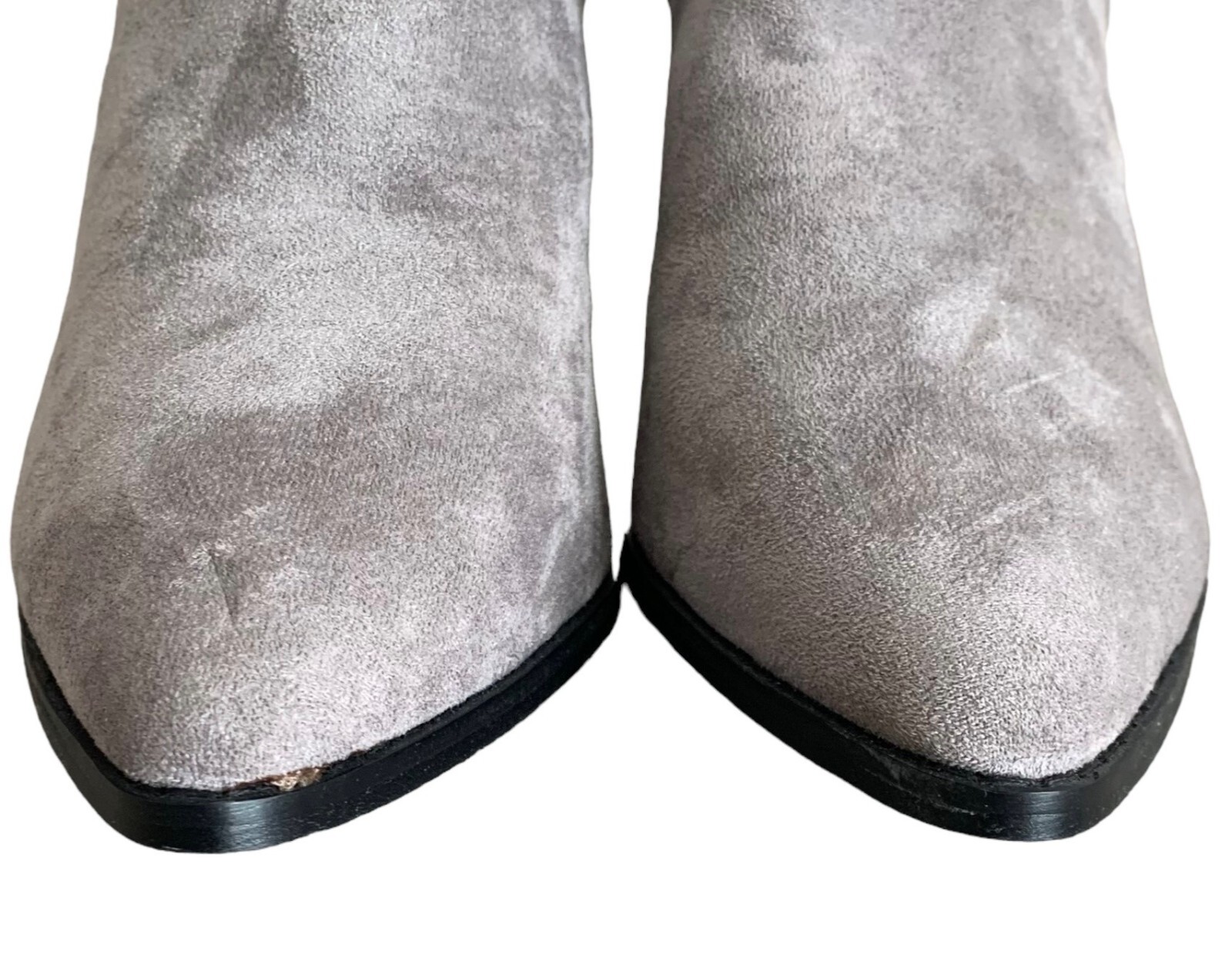 OLIVIA MILLER Gray Faux Suede Point-Toe Block Heeled Women’s Ankle Boots Size 11