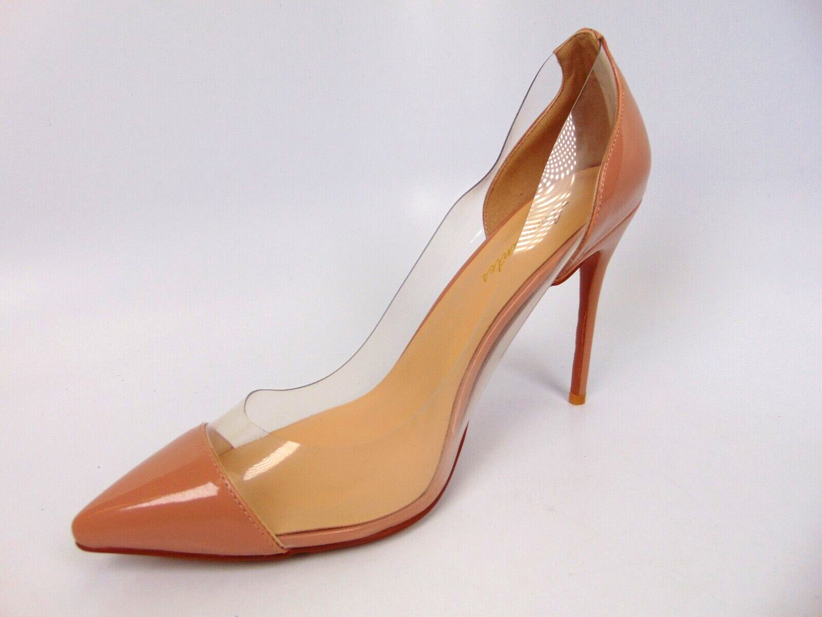 Amarantos Clear Stiletto Heels, Women’s Pumps Shoes Size 9.0 M, Nude/Clear, NEW