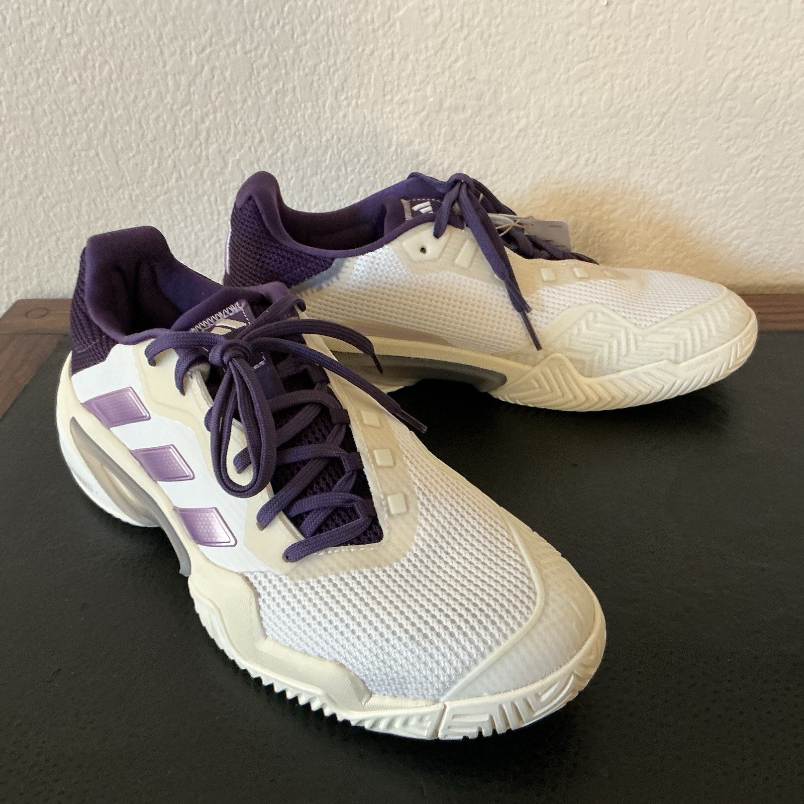 Adidas Women Barricade 13 White Plum Tennis Pickleball Shoe JR7814 Size 9.5
