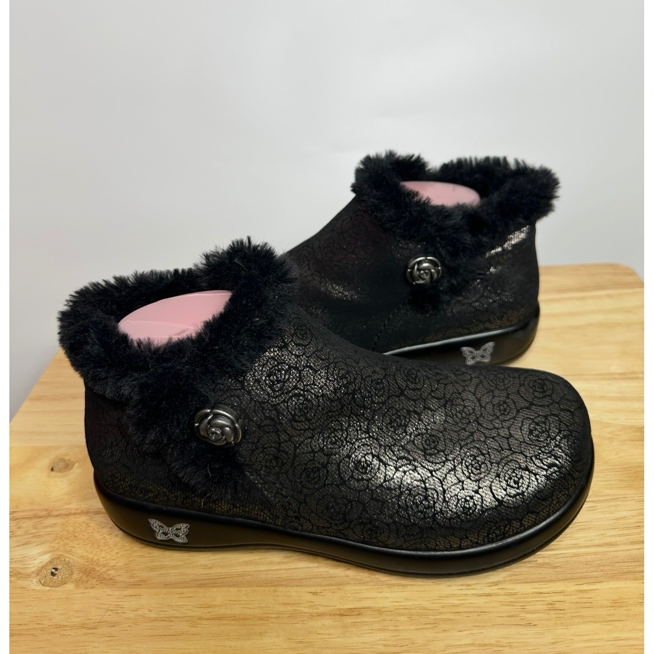 Algeria Womens Meri Florette Ankle Leather Boot 39W(9) Fur Lined Comfort Nursing