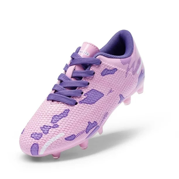 Dream Pairs Kids Outdoor Soccer/Football Sports Cleats Shoe Pink/Purple Size 6