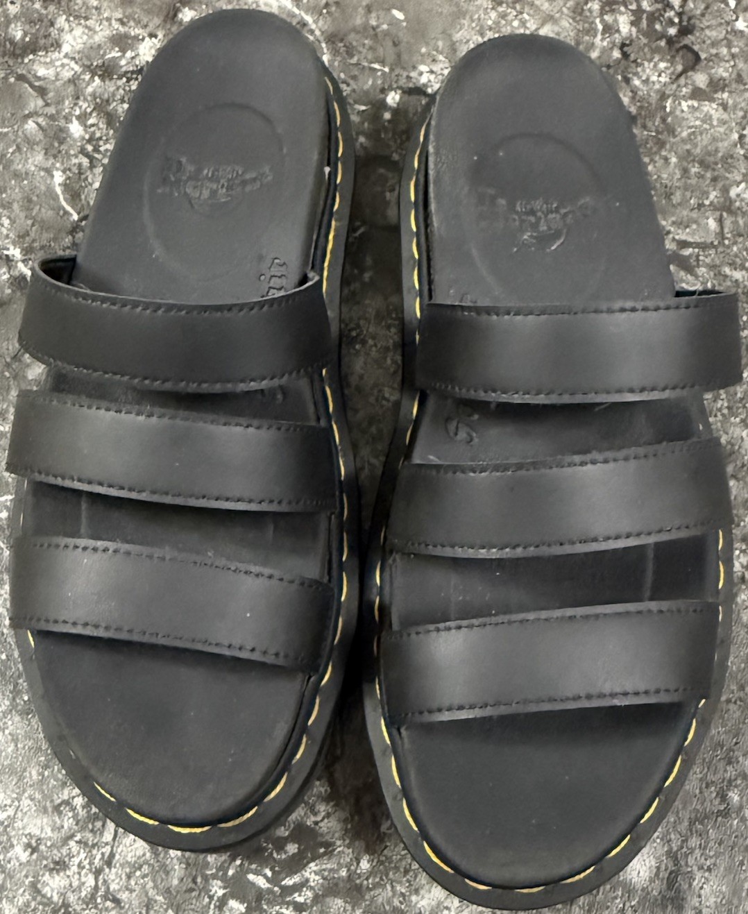 Dr. Martens Womens Blaire Strappy Platform Black Leather Sandals Shoes Slides 10