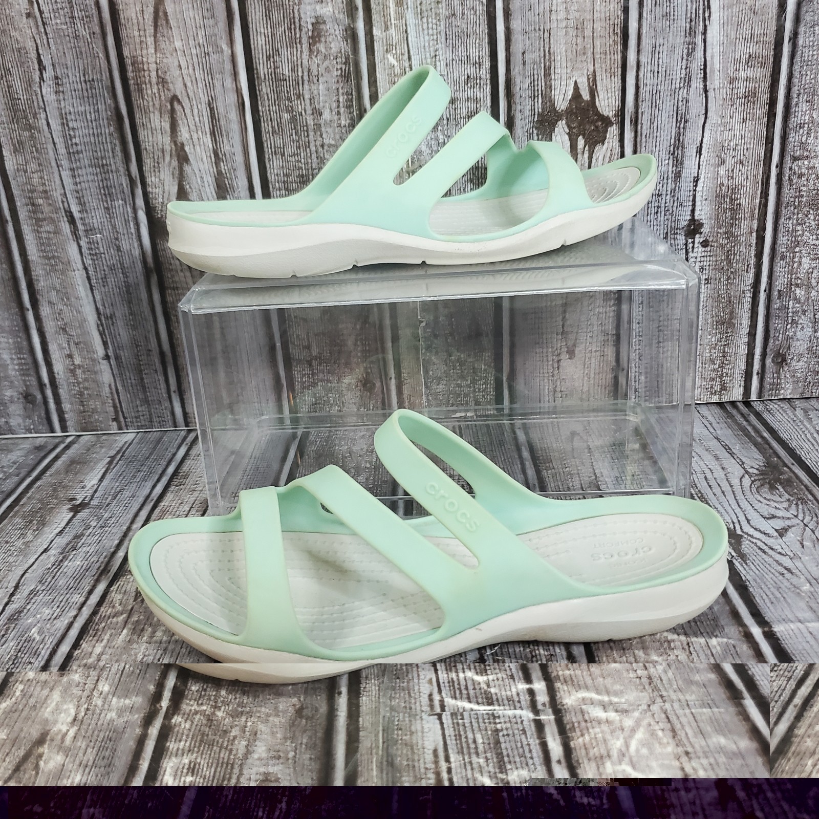 Women’s Crocs Swiftwater Slide Sandals Strappy Sports Wear Comfort Mint Size 6