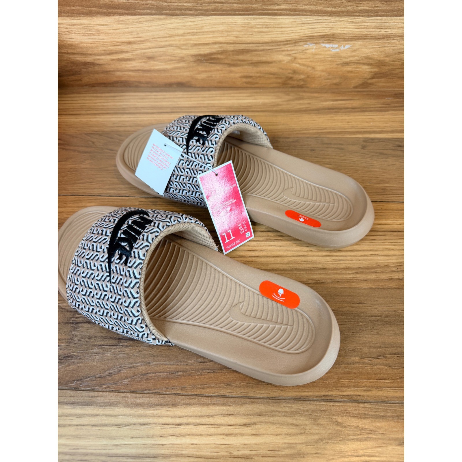 Nike Victori One Slide Womens 11 Hemp Black Summit White FB2558-200 Sandals