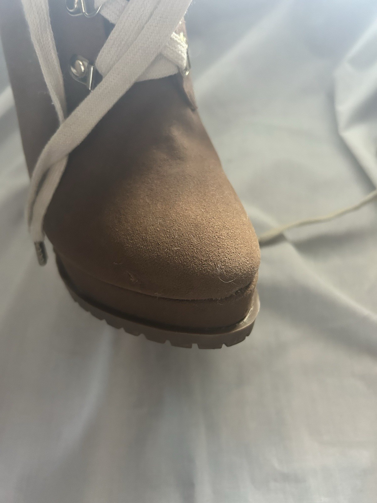 Women’s Shoedazzle Anneli Size 6 Cognac Furry Platform Lace Up Bloc Heel Bootie
