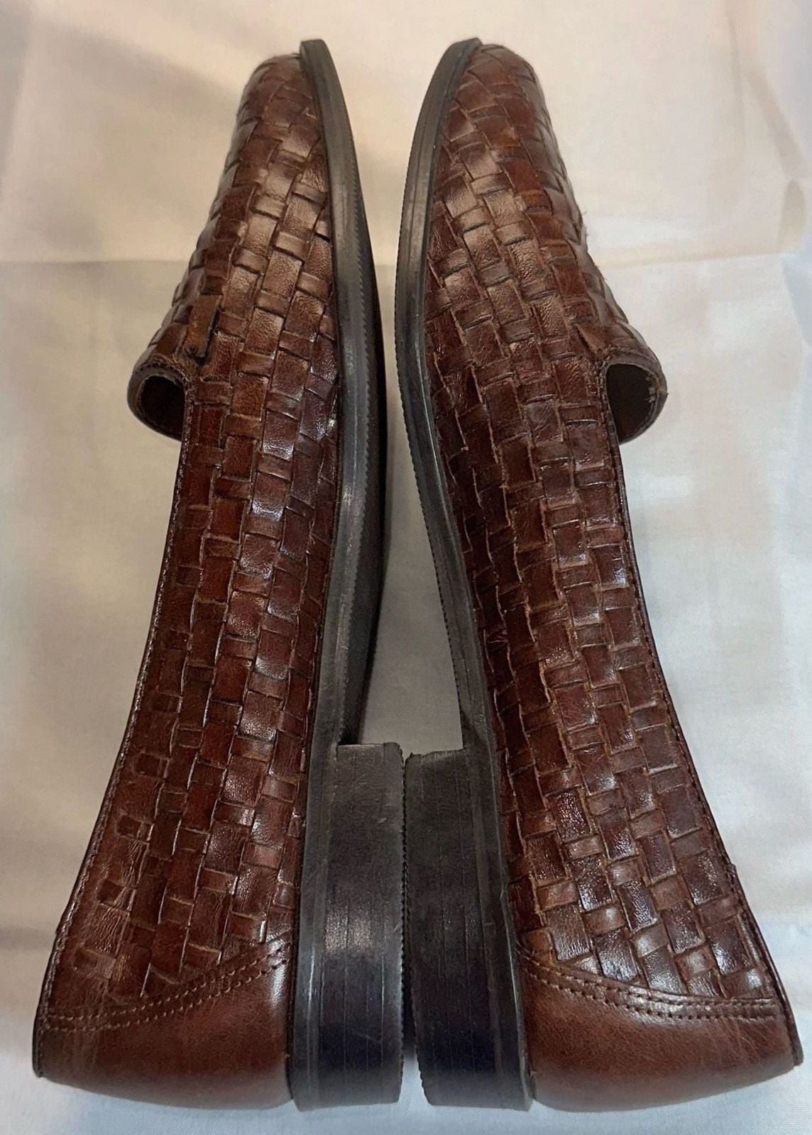 Vintage Ipanema Brown Woven Brazil Leather Slip-On Loafer Flats 6.5M