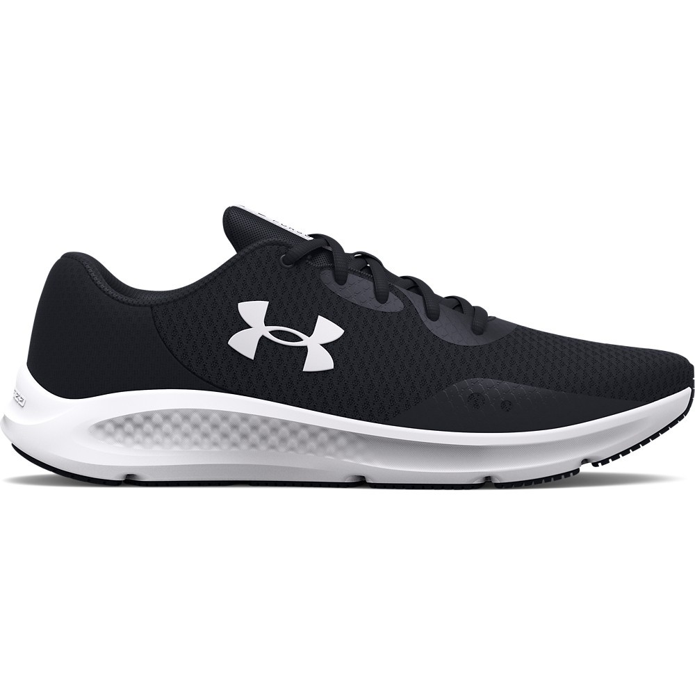 Under Armour 3024889 Women’s UA Charged Pursuit 3 Shoes, Black/White, Size 9.5