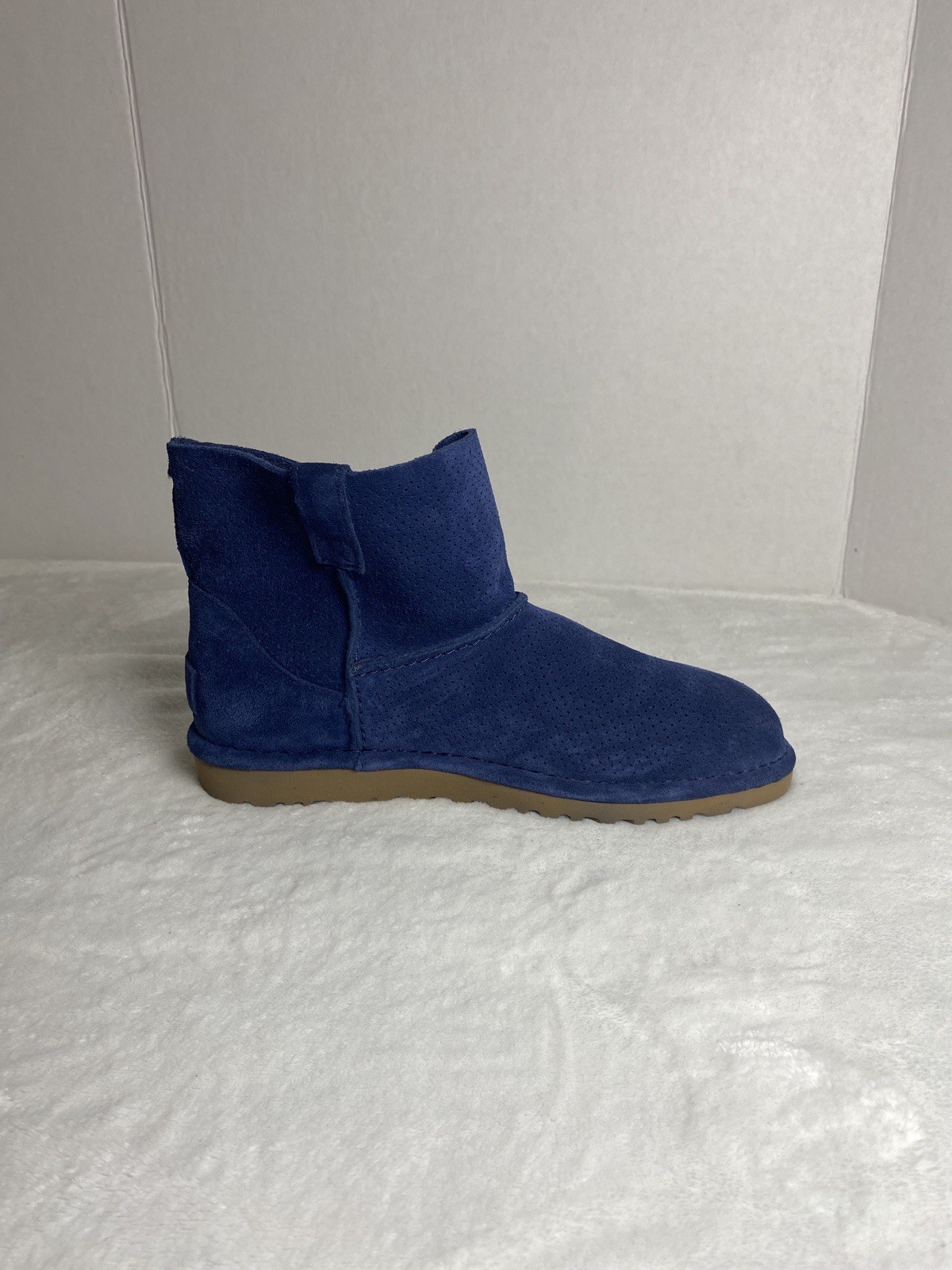 UGG Blue Suede Unlined Mini Perforated Winter/Spring Ankle Boots Size 8