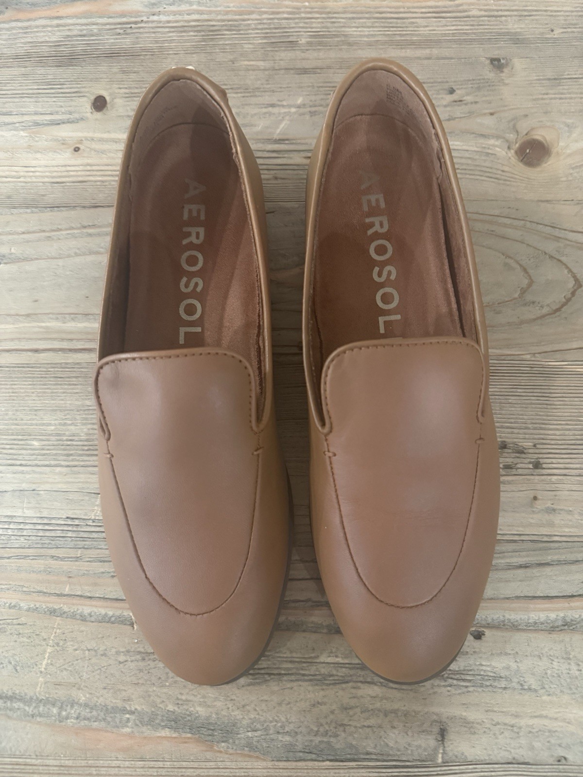 Aerosoles Wells Tan/Brown Leather Loafers, Size 6 1/2, New In Box, Retail $94