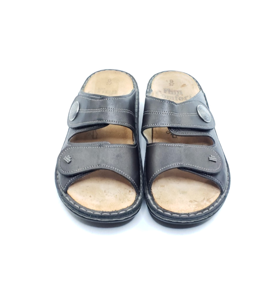 Finn Comfort Sansibar Womens Slide Sandals Gray Leather Comfort EU 37 US 6