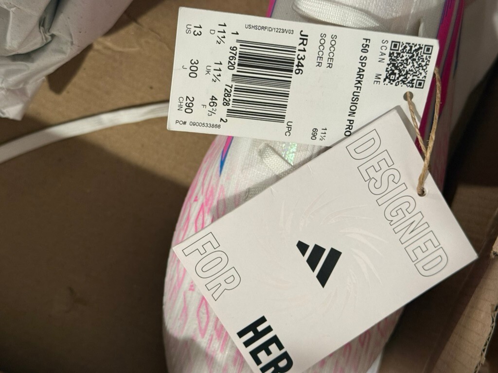Adidas F50 Sparkfusion Pro FG/AG – White/Pink/Purple – US 13