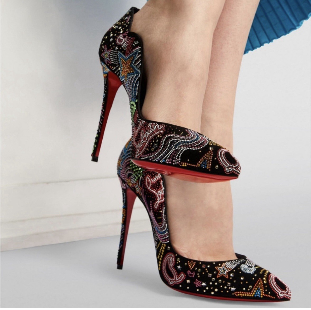 Christian Louboutin Hot Chick starlight Strass Crystal 100mm heels RETAIL 3,295
