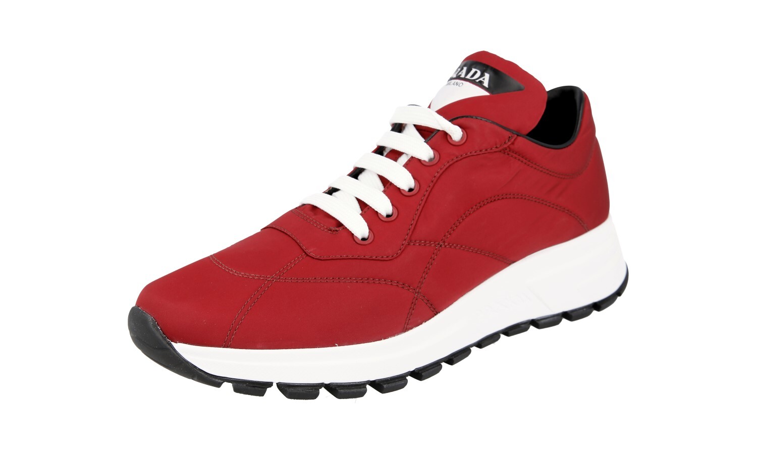 PRADA Nylon PRAX Sneakers Shoes – 1E245L – Red White – NEW – US 6.5 EU 36,5