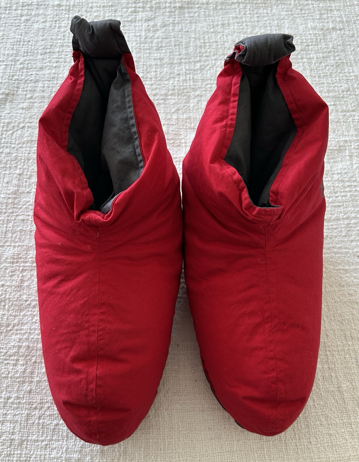 Restoration Hardware Duck Down Feathers Foot Duvet Slippers Red Size M/L