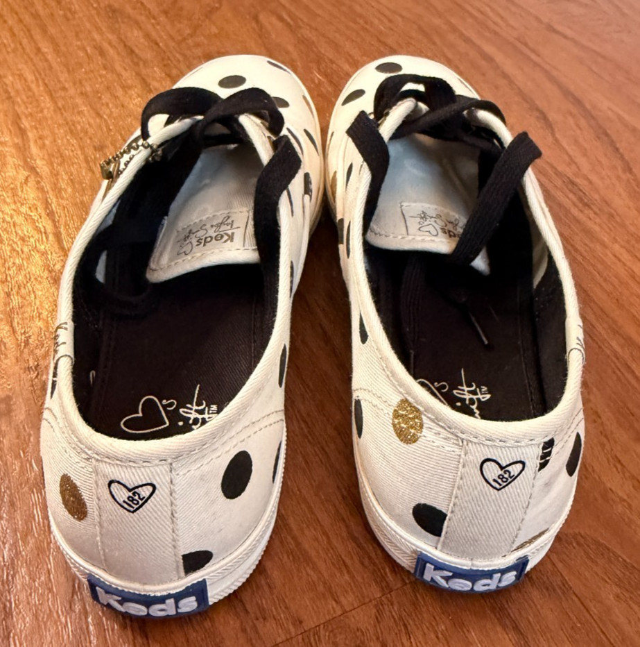 RARE Keds Taylor Swift Champion Glitter Dot Sneakers + Guitar Pick Charm Sz 6.5