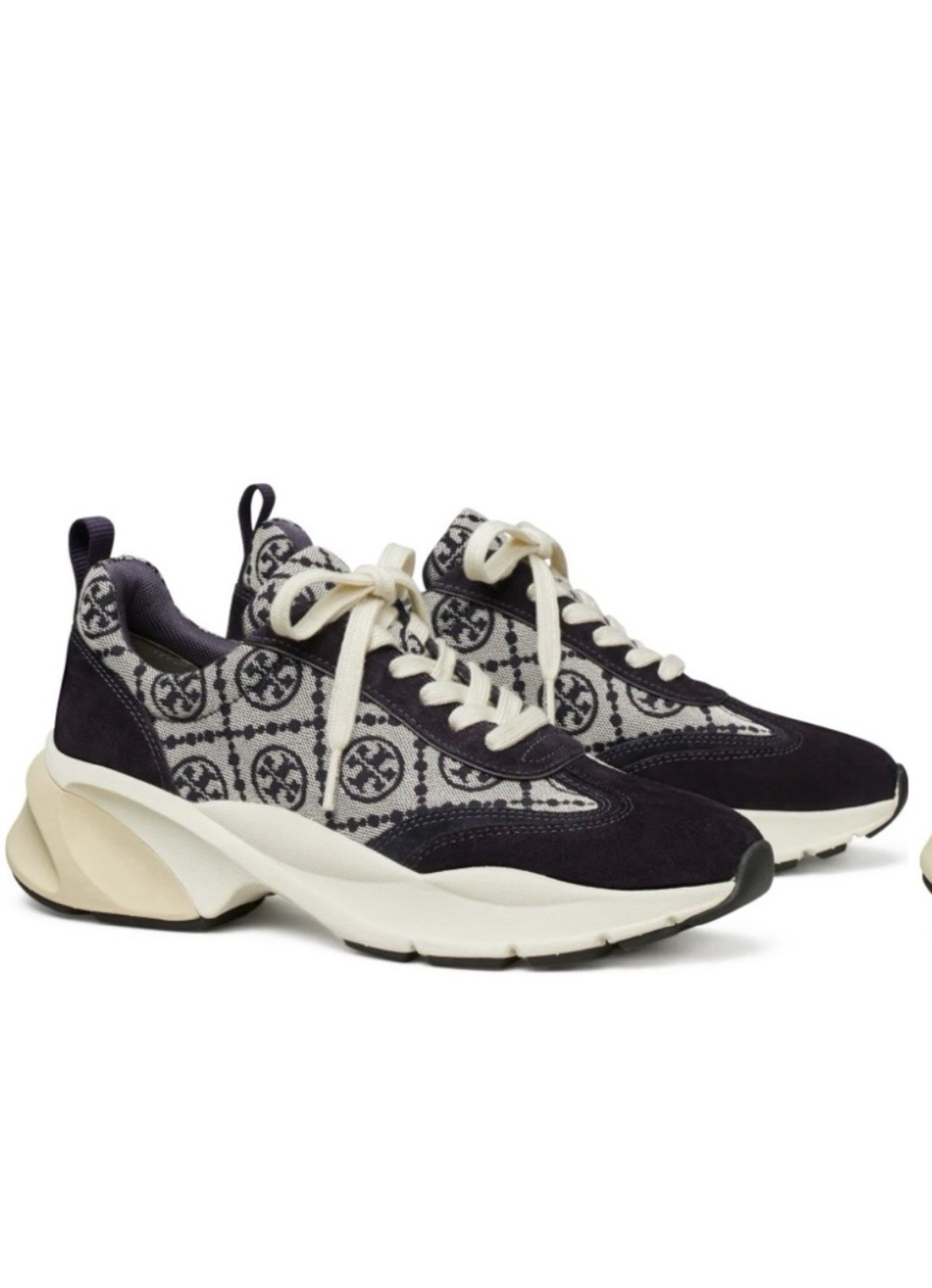 Used Good Condition Tory Burch Sneakers Navy And Cream Women’s Size 9.5