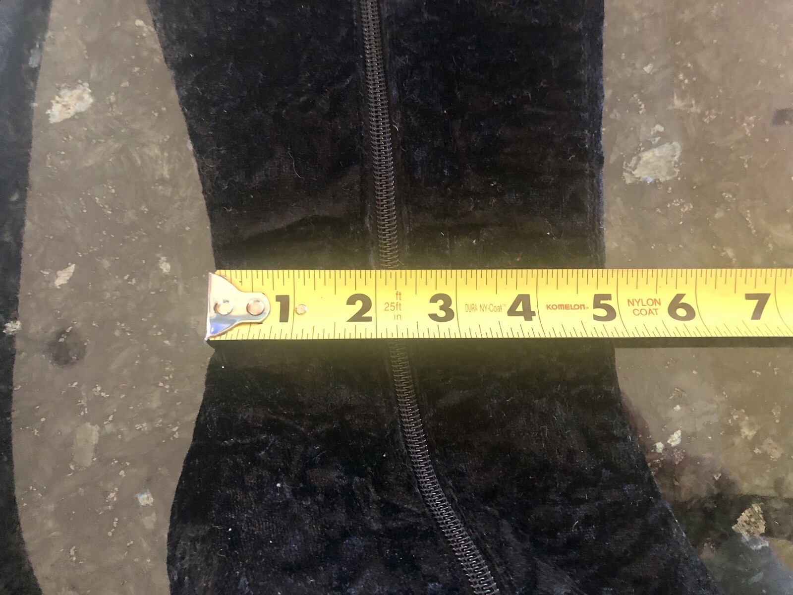 Suzanne Somers Black Crushed Velvet Boots Size 6.5W Heel 2.5”