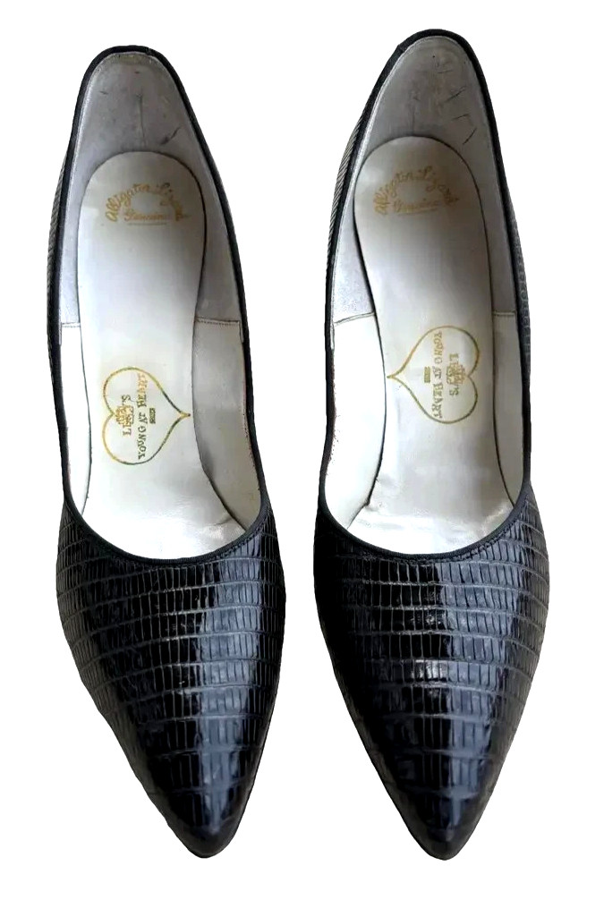 Vintage Genuine Alligator Lizard Heels Women US 10 AAA Made in USA