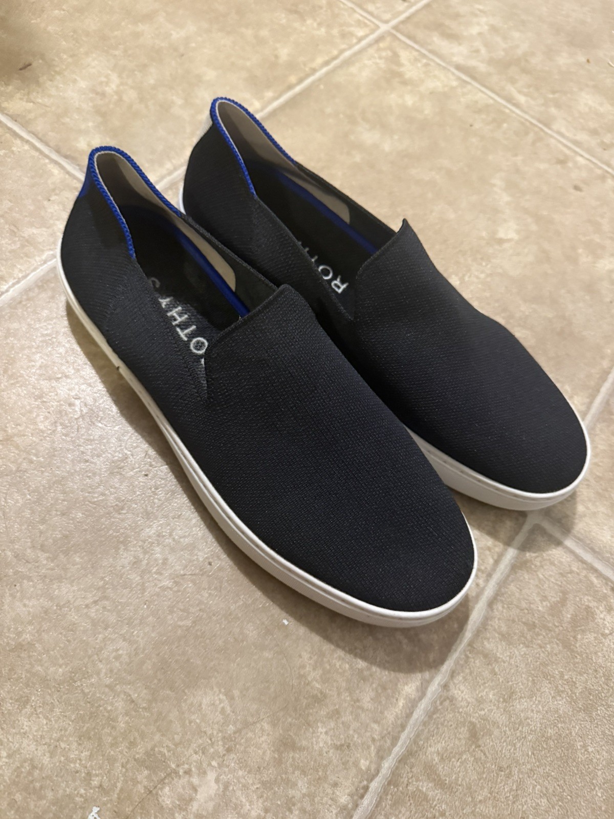 ROTHY’S Women’s Black /Blue Original Slip On Sneaker Recycled Size 10