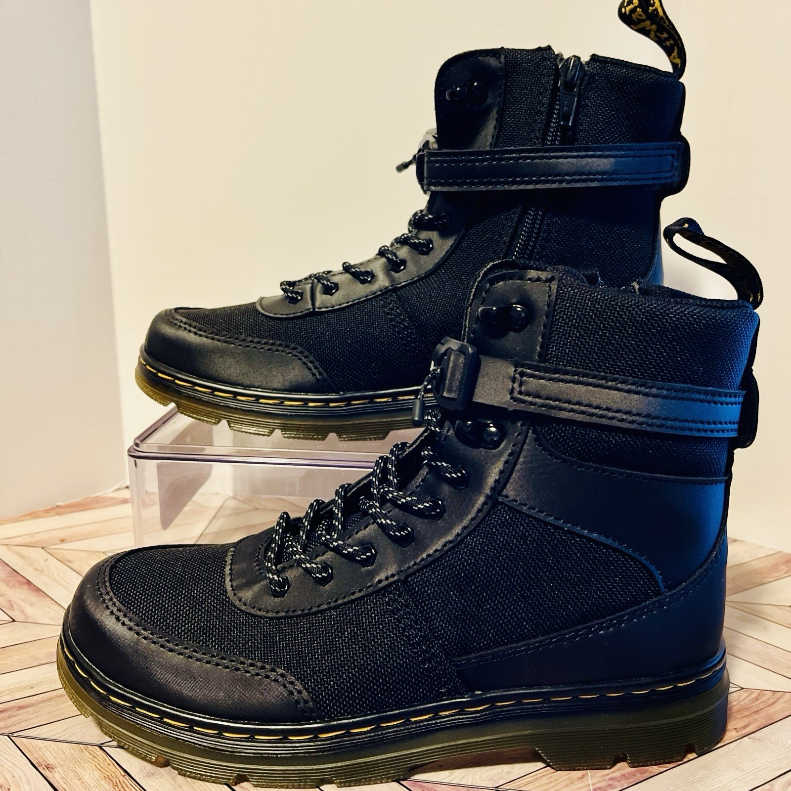 Dr Martens Combs Tech J Extra Tough Poly Casual Boots M 4 W 5 Zip Strap Buckle