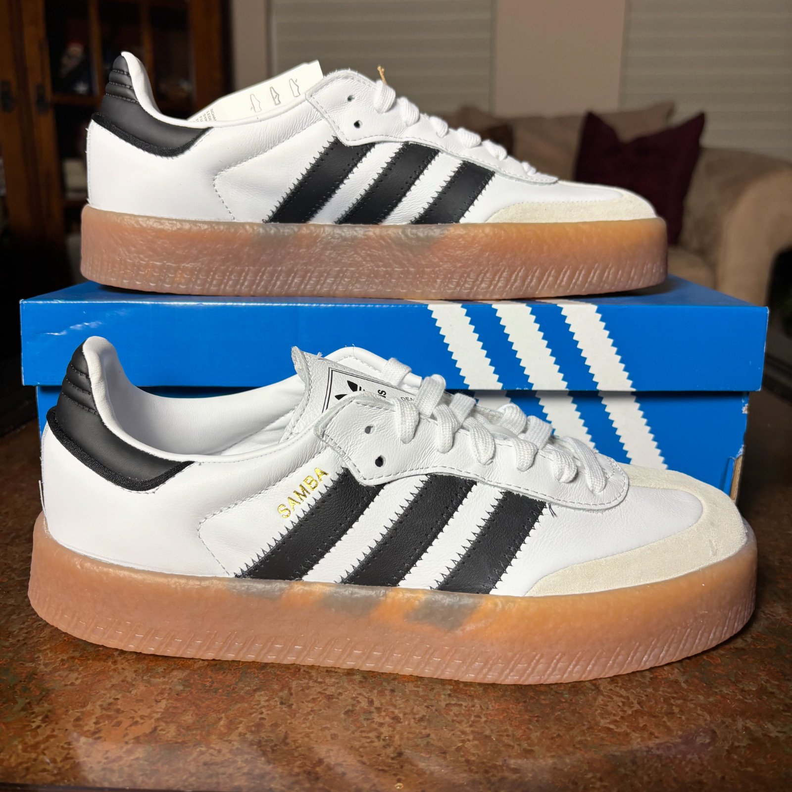 Adidas Sambae White Black Gum Casual Lifestyle Shoes Sneakers Women’s Sizes NEW